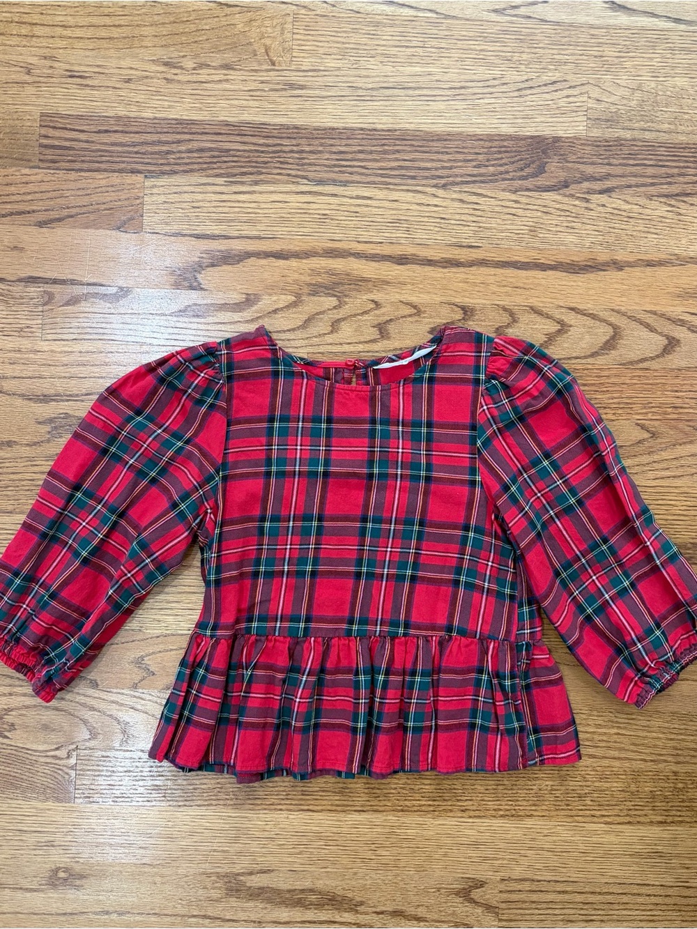 H&M Red Tartan Plaid Holiday Peplum Blouse (12)